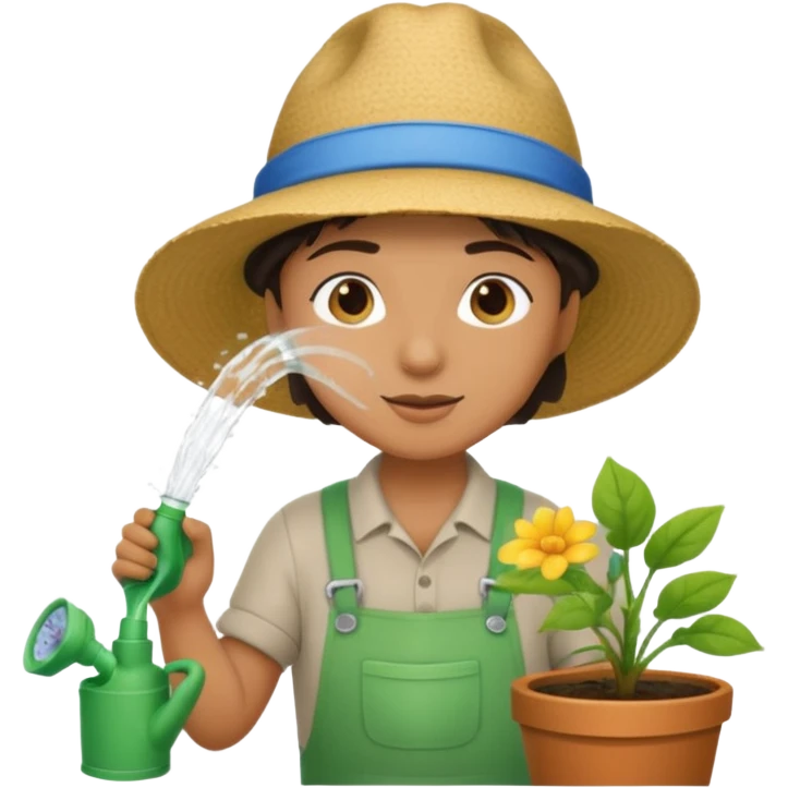 gardener watering with a hose emoji