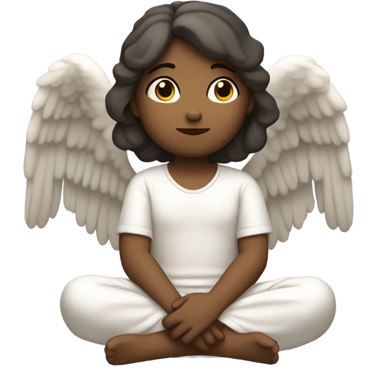 Angel meditating in front of a waterfall emoji