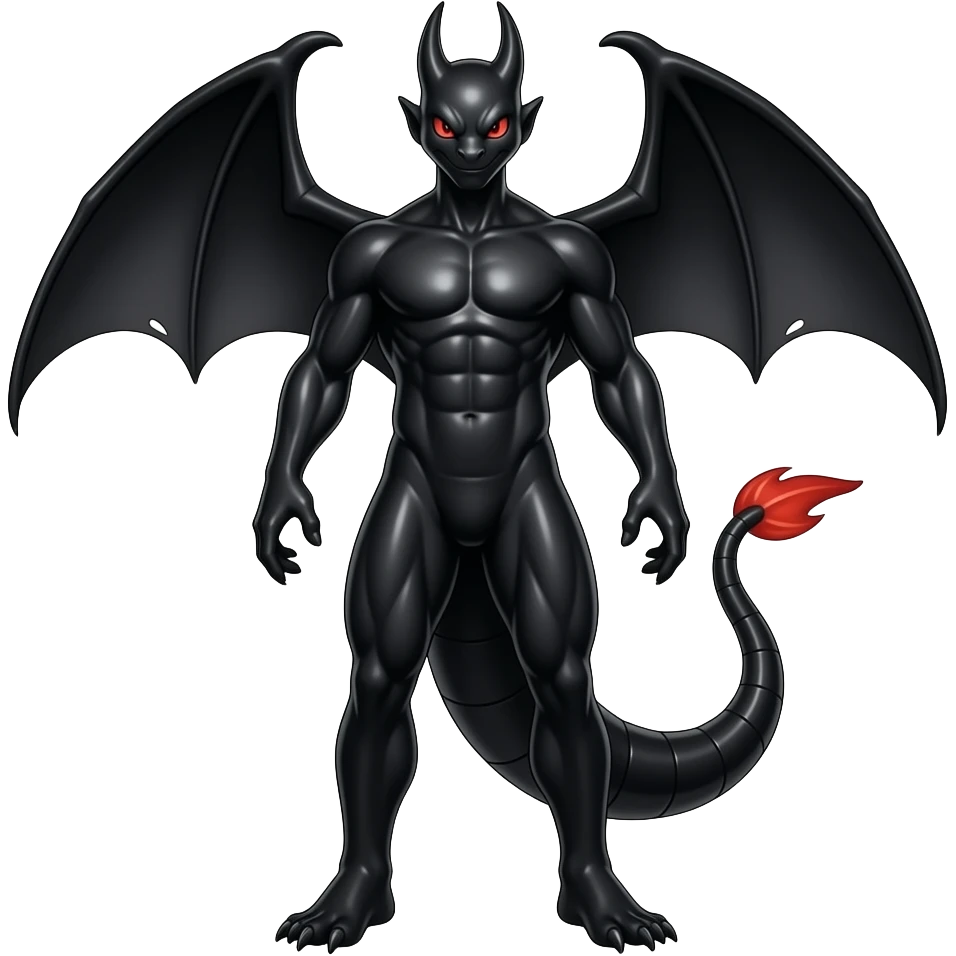 Black lanky elegant evil badass handsome cool beautiful Shiny-Charizard-Salazzle-Seviper-Salandit-fusion emoji