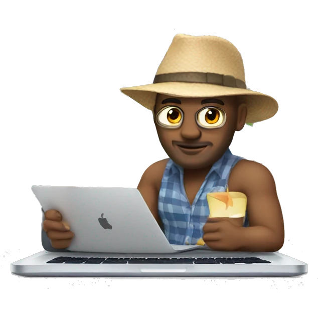 british developer working on a macbook on vacation emoji