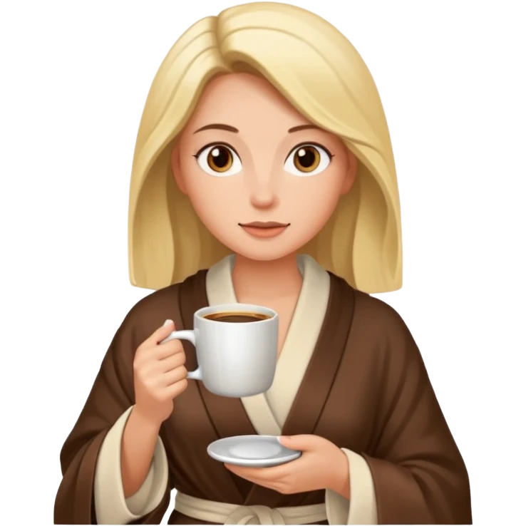 Woman drinking coffee and The edges of the eyes are wide open in the morning emoji