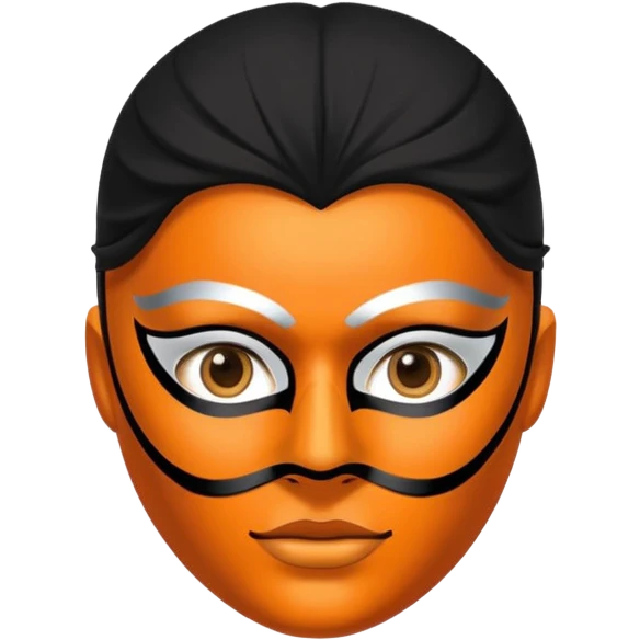 half black half orange mask emoji