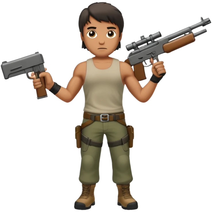 Rambo shooting, full body emoji