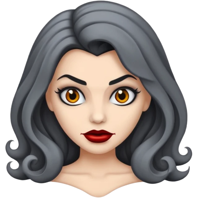 vampira com a cor de pele cinza, cabelo ondulados emoji