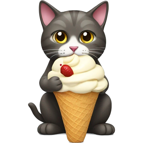CAT eating ice cream emoji