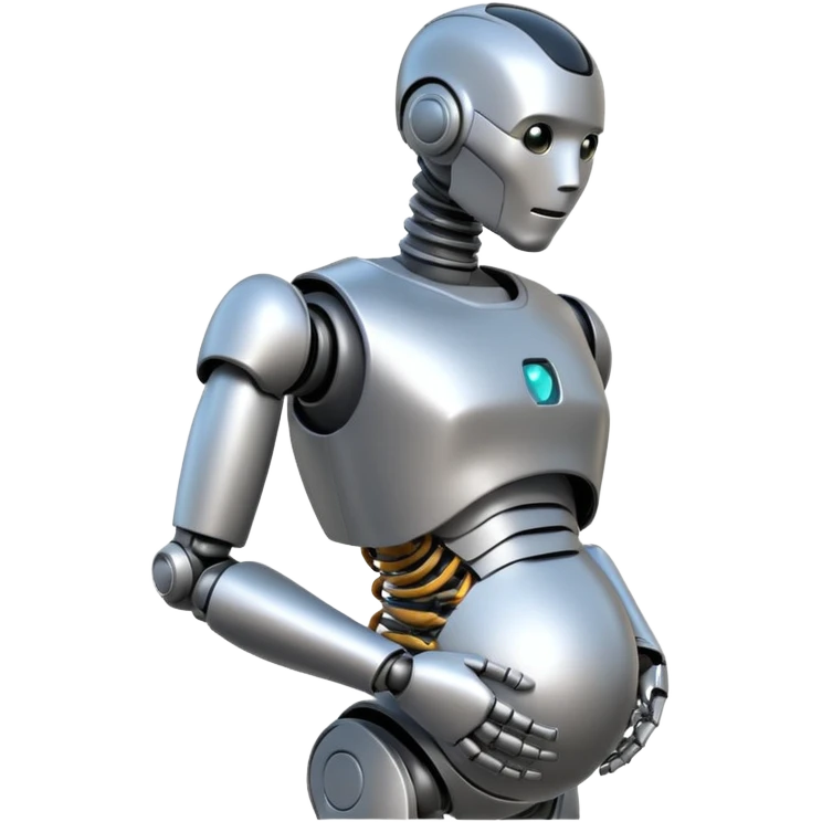 Pregnant male robot. Profile view. Facing left. emoji