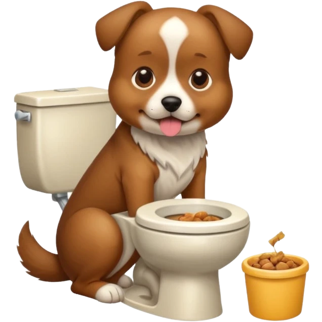 Dog eating food while sitting on the toilet  emoji