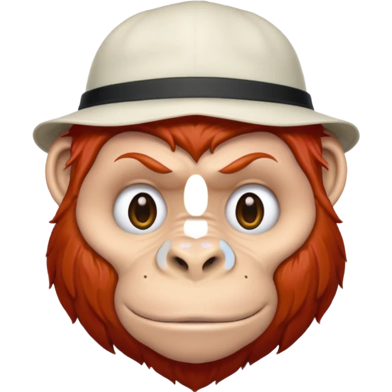 red haired gorilla head with white hat, apple style emoji, no text, slightly different expression emoji
