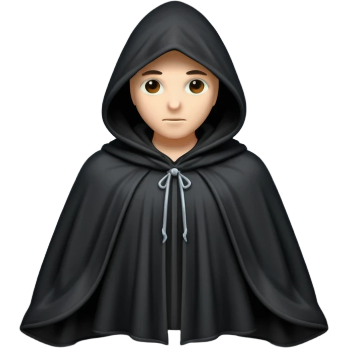 hooded cloak object icon, dark fabric cloak with deep hood, fantasy style, soft folds, 3D cartoon, mobile game icon style, centered, clean background, soft shadow, no text, no watermark
 
 emoji