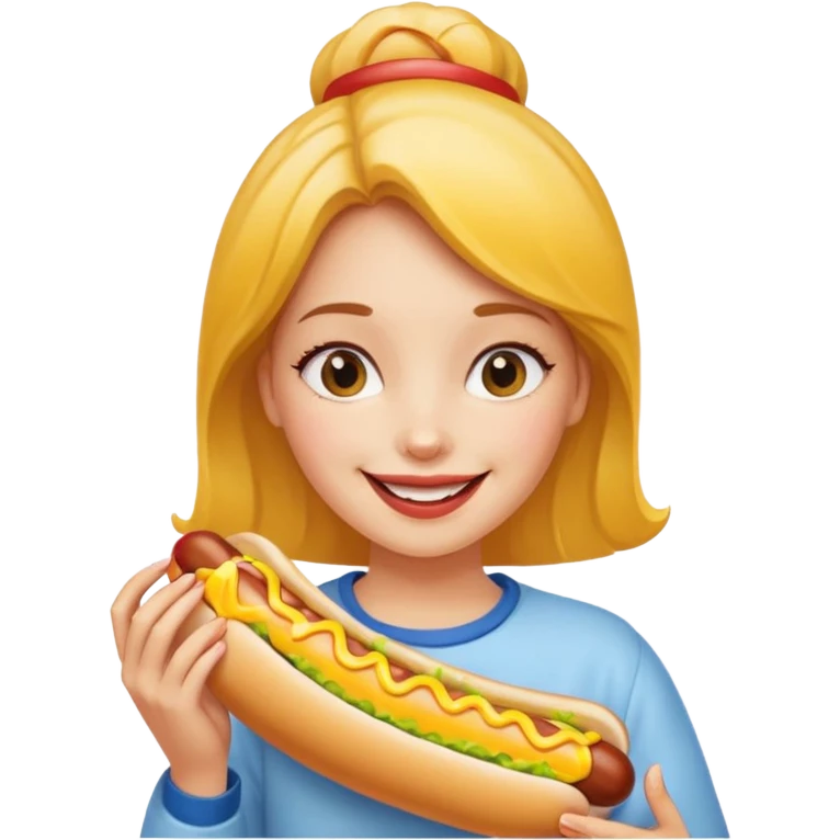 Girl holding hot dog emoji