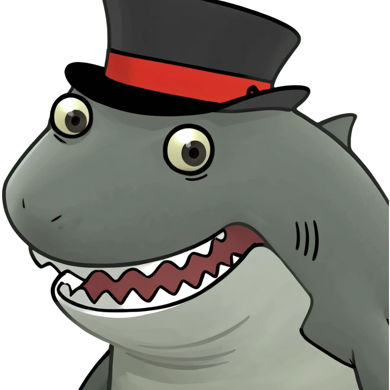 Shark with a top hat emoji