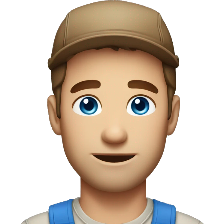 brown hair blue eyes man farmer  emoji