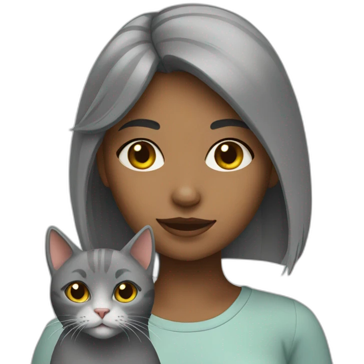 girl with Grey cat emoji