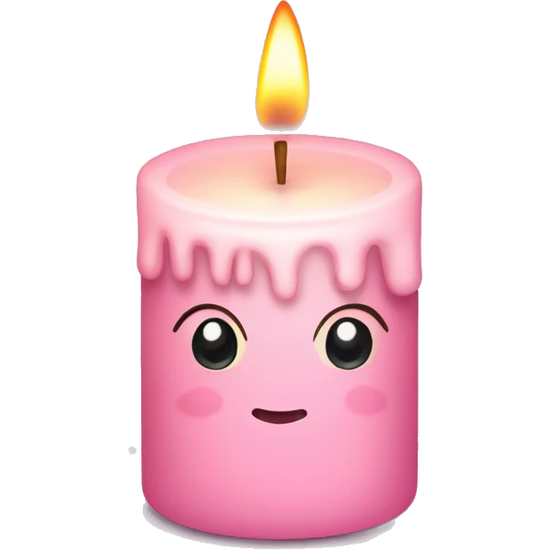 Pastel Pink Candle "A pastel pink candle with a glowing flame, surrounded by swirling sparkles and tiny floating heart-shaped lights." emoji