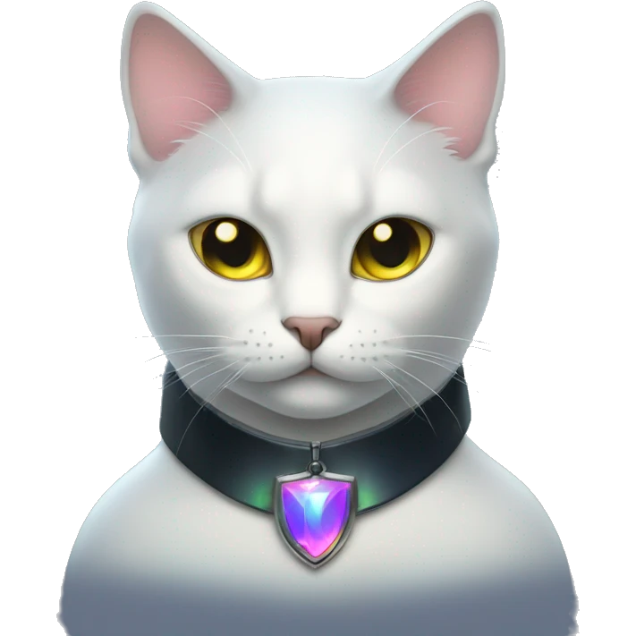 Cat wearing Dark iridescent collar glowing emoji