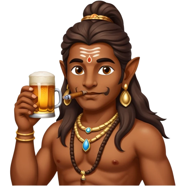 Shiva drinking a beer and smoking a cigar emoji