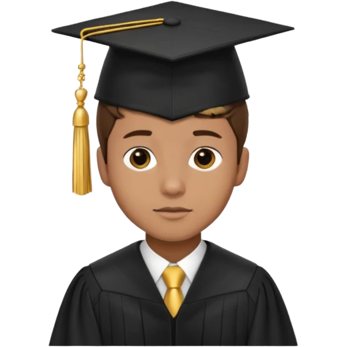 A young man with short brown hair, light brown skin, wearing a black graduation cap with a gold tassel. emoji