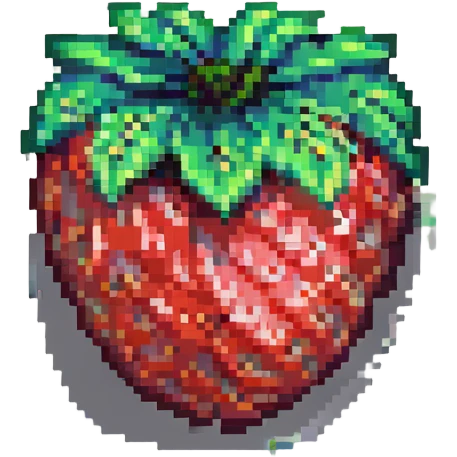 simple vibrant pixel art strawberry emoji
