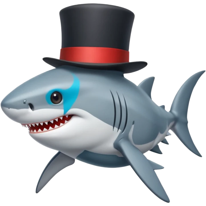 Shark with a top hat emoji