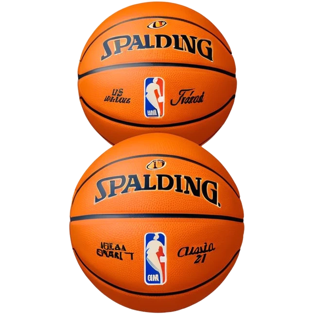 Ultra minimalist basketball in classic orange color with very tiny Spalding and NBA logos, extremely simple design with minimal details emoji
