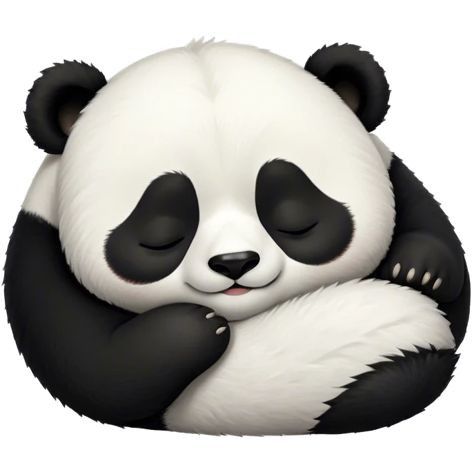 Meme-Worthy Cute Sleeping Panda Portrait Emoji, Head resting peacefully with a contented smile, showcasing a delightfully robust build and a luxuriously soft black and white Fur, eyes shut in a serene, restful nap, Simplified yet hilariously adorable features, highly detailed, glowing with a soft, drowsy light, high shine, relaxed and utterly lovable, stylized with an air of playful laziness, bright and heartwarming, soft glowing outline, capturing the essence of a comically sleepy panda, so meme-worthy it feels like it could instantly become the next viral sensation of adorable slumber! emoji