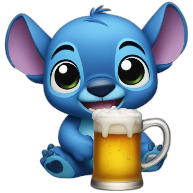 Stitch drinks beer emoji