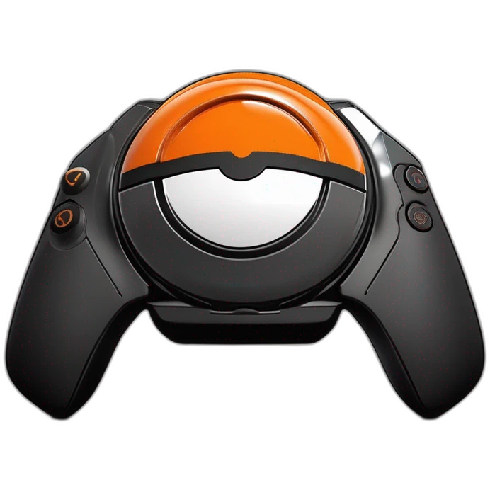Pokeball orange color with logo geek joystick emoji