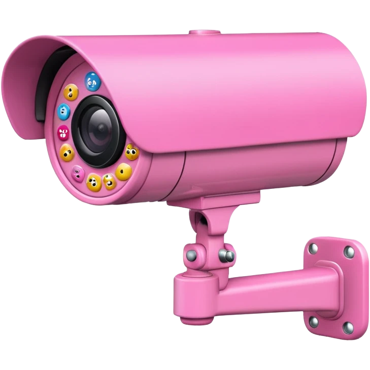 Security Camera pink with stickers 812 emoji