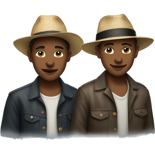 two boys in stylish hats emoji