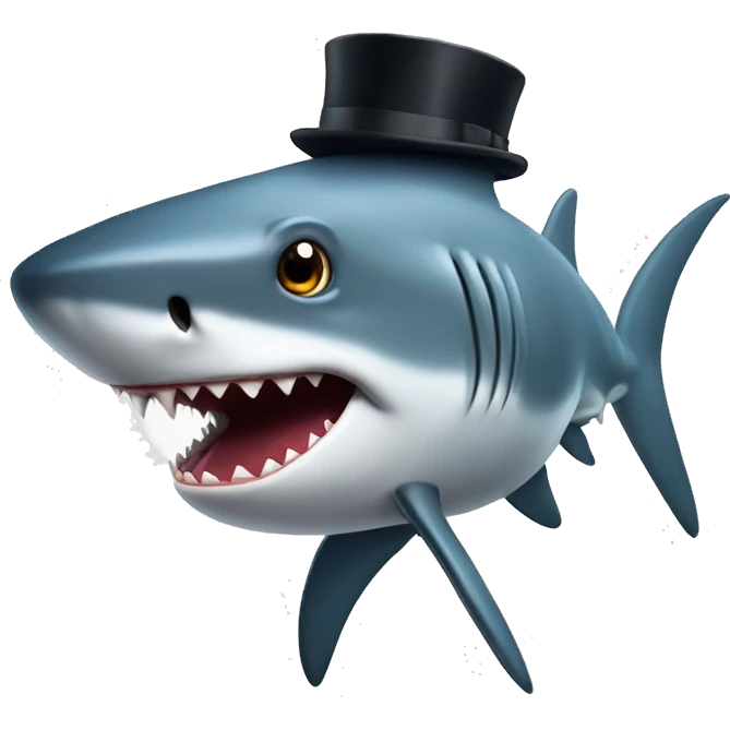 Shark with a top hat emoji