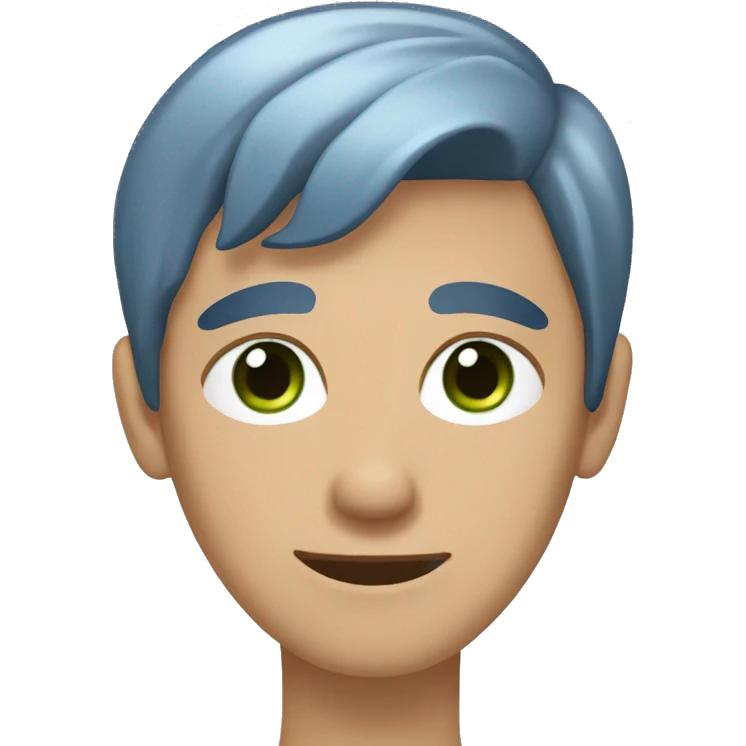 far-skinned guy with navy blue hair and sage green eye with his hair covering one of his eyes emoji