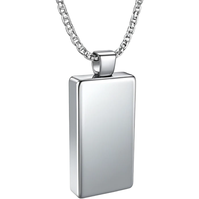 Long silver vertical 3d rectangle necklace  emoji