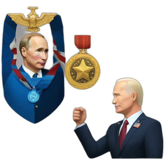 Putin getting medal of honor from Joe Biden emoji