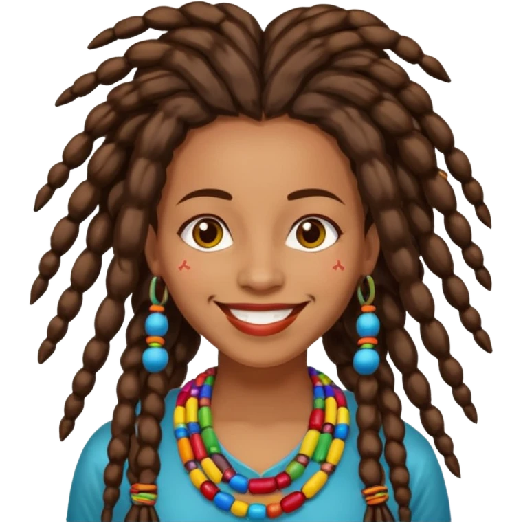 Woman with colorful beads in dreadlocks emoji