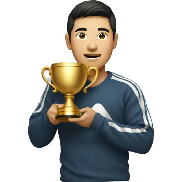 an asian man with a champion cup emoji