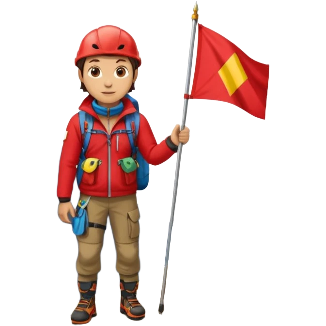 guide with flag in Mountain Climbing Team emoji