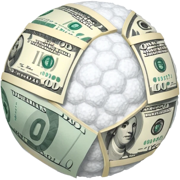 Snow ball with dollar bills  emoji