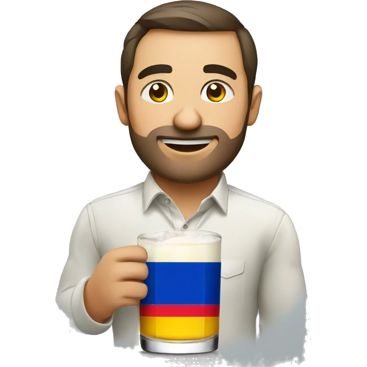 man in shirt with moldova flag drink alcohol emoji