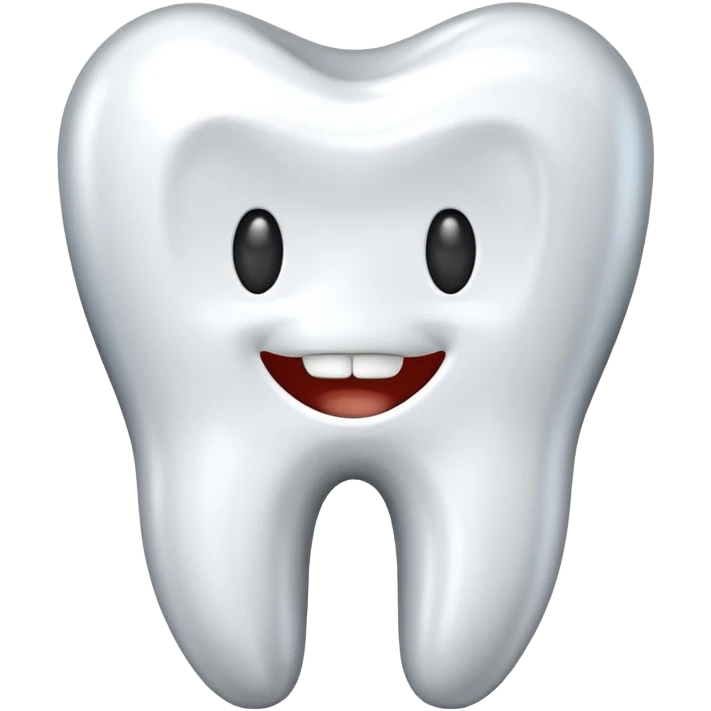 human tooth emoji, smooth chrome ceramic-metal texture, clean medical luxury aesthetic, isolated on white, no face emoji