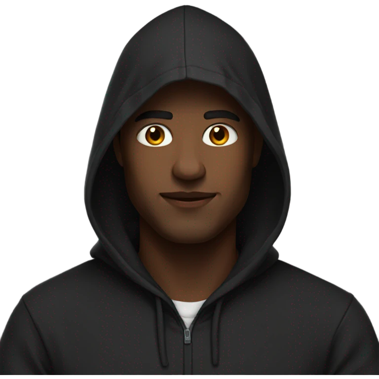 Man in a black hoodie and a hood on emoji