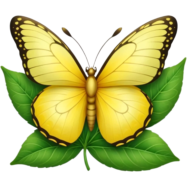 yellow butterfly on leaf emoji