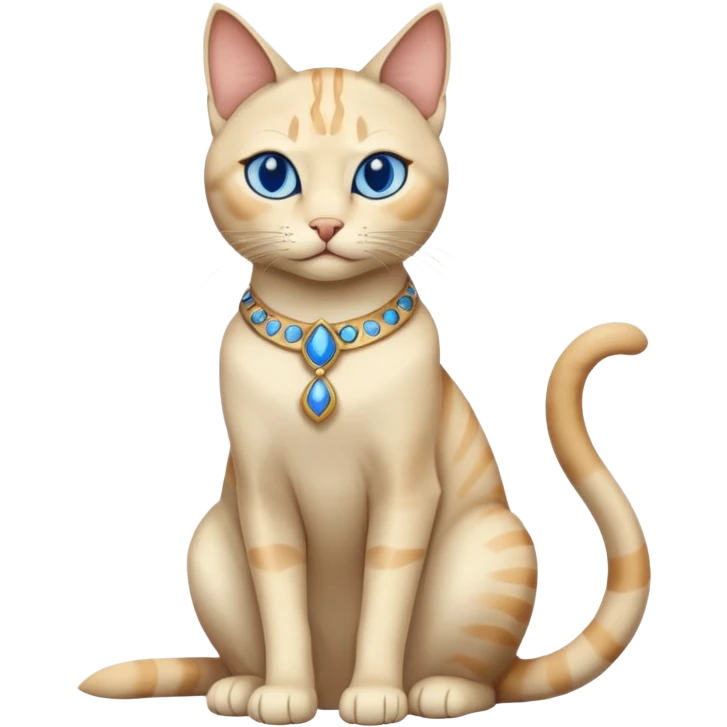 Egyptian cat full body sitting with blue eyes emoji