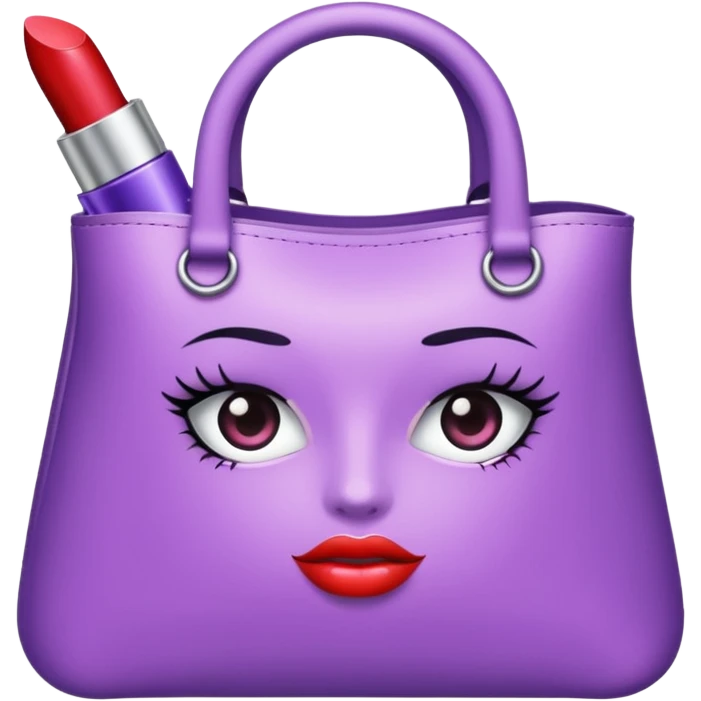 cosmetics (lipstick, perfume, mascara,..) in a lavender blink bag and no face  emoji