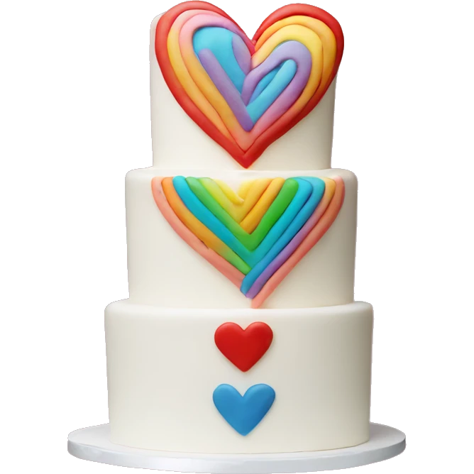 all colors heart on the cake emoji
