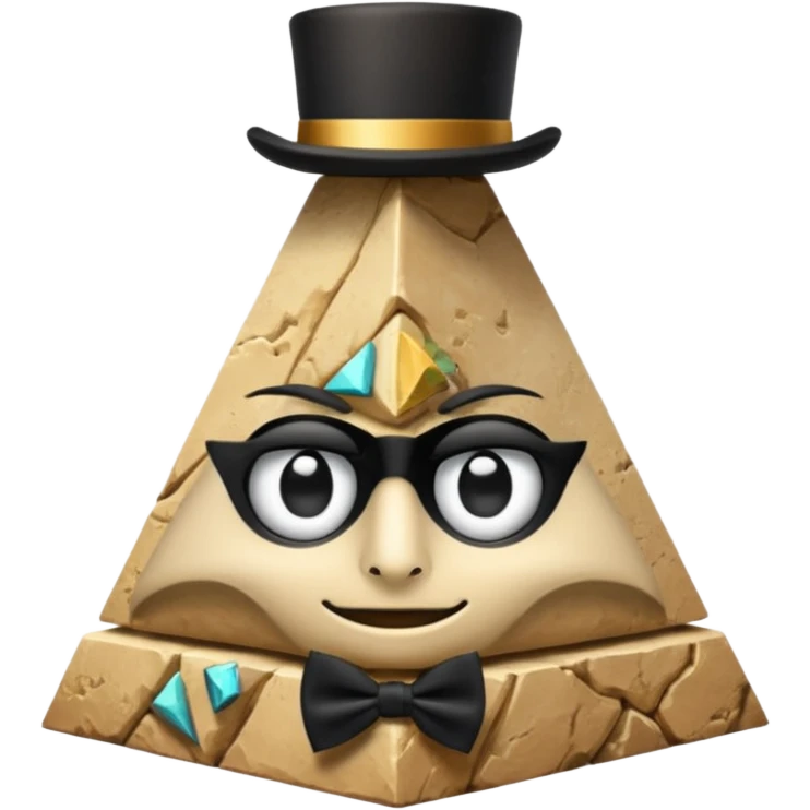 Pyramid with one eye, a top hat, and a black bowtie ￼ emoji