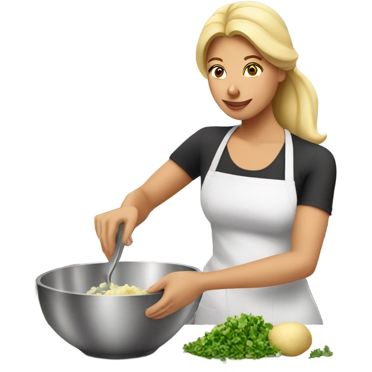 Blonde lady cooking potato salad emoji