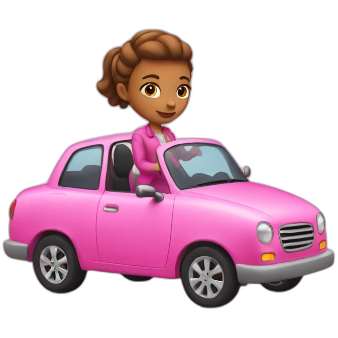 Girl driving pink taxi emoji