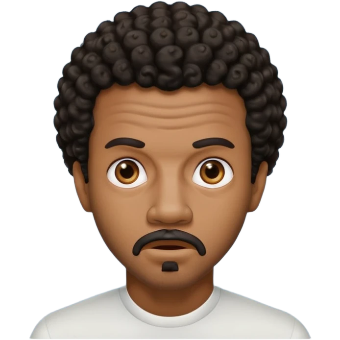 Black guy with jheri curl and slight beard scared emoji