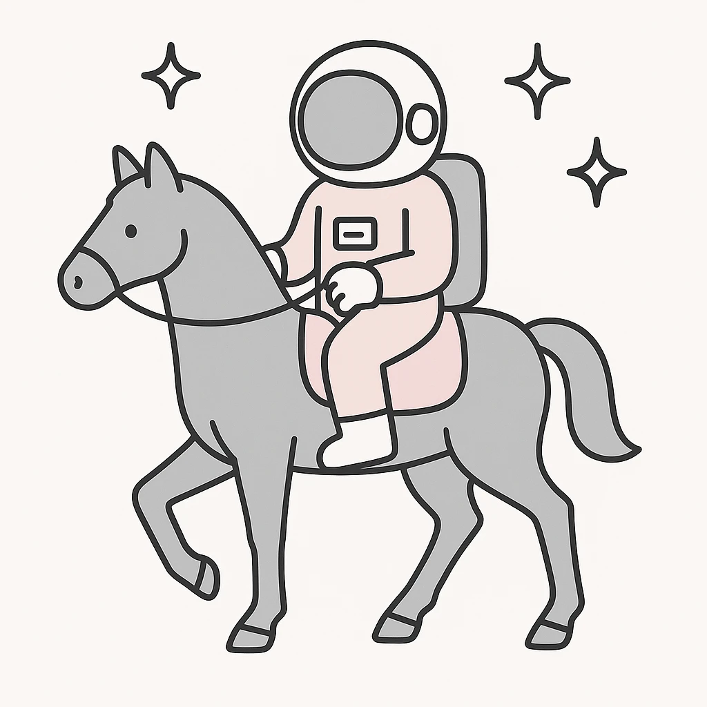 astronaut on horseback with stars in background emoji