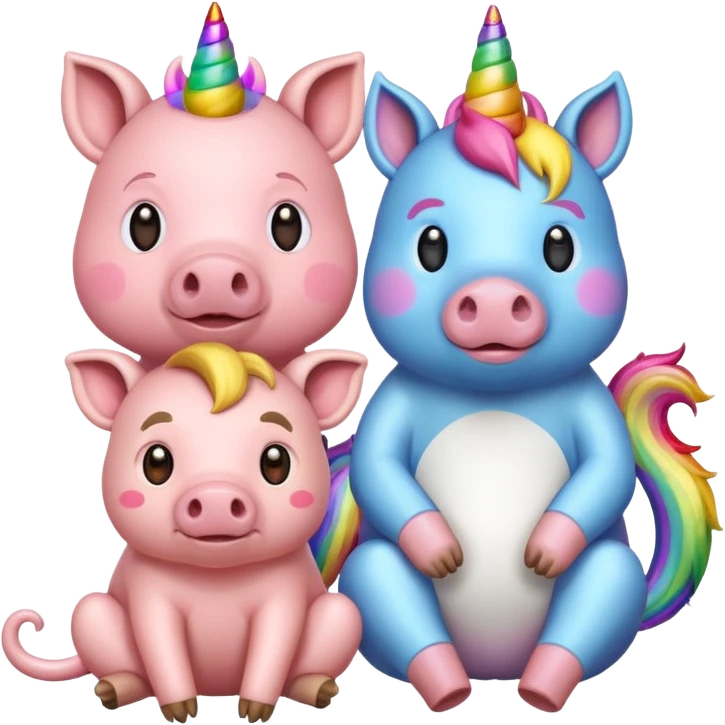 A pig,monkey, and unicorn sitting next to each other emoji